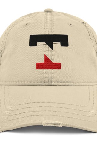 Casquette Trait Noir Effet Usé Beige